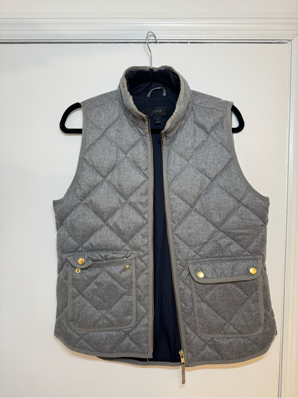 J.Crew Gray Diamond Quilted Vest – Size S